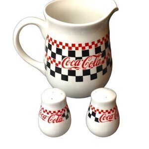 Coca-Cola Pitcher and Salt/Pepper Shaker Set Marketed by Gibson China